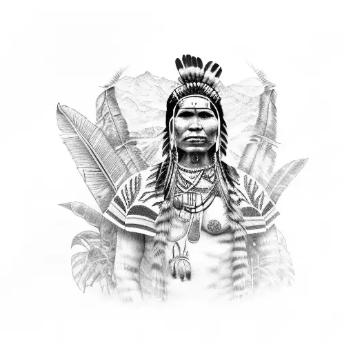 Sudamerican Indian With A Jungle Behind