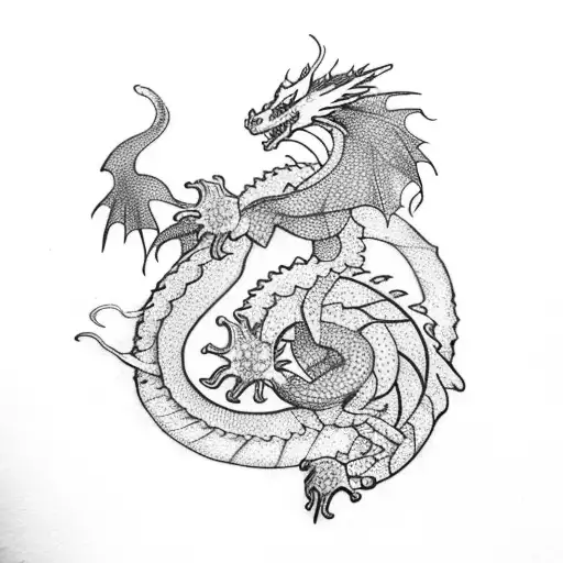 Dragon With Flowers And Coral