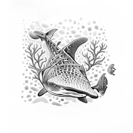 Whale Shark With Flowers And Coral