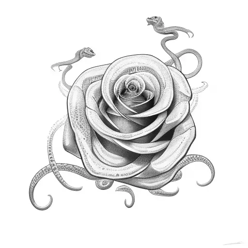 Snake Going Around A Rose