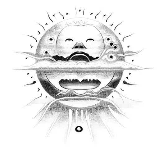 Sun Emoji With Lava Dripping From Mouth