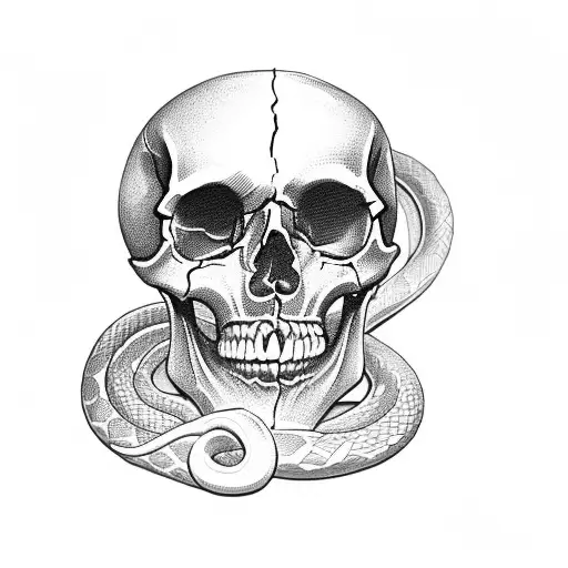 Skull With A Snake Inside It