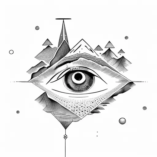 Eye Of Ra With Mountain And Sea