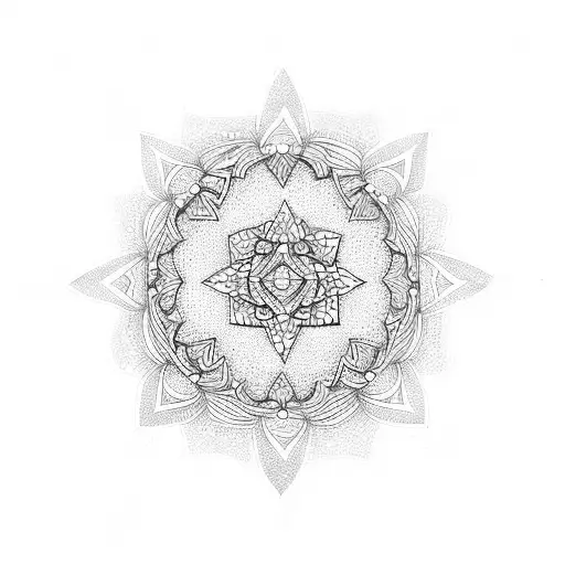 A Dotwork Mandala With Symbols Representing Strength And Resilience