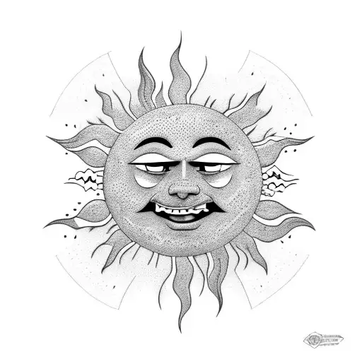 Smiling Sun Emoji With Volcano Lava From The Mouth