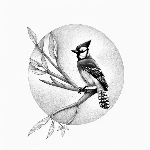 Blue Jay Bird With Trees