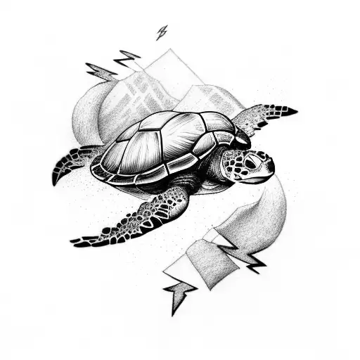 Turtle On Top Of A Lightning Bolt