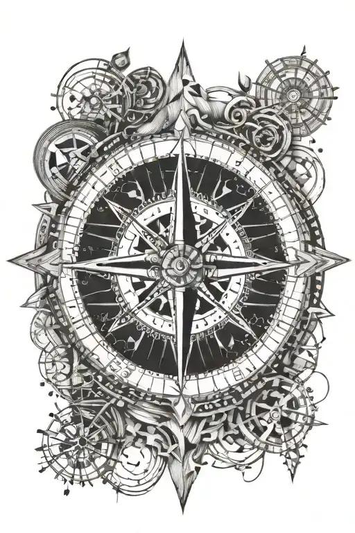 Compass And Lines Connecting Various