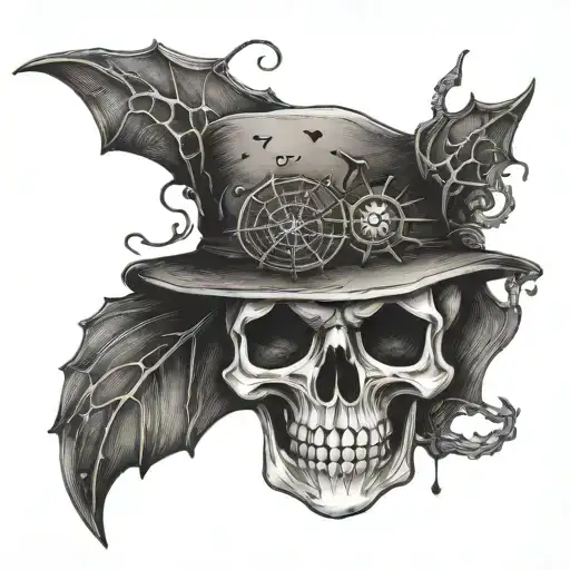 A Halloween-themed Tattoo With A Spooky Twist On A Traditional Nautical Design