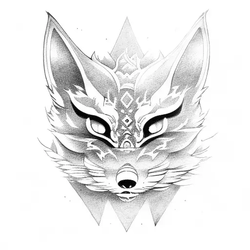 Kitsune Mask Permeated With Katana