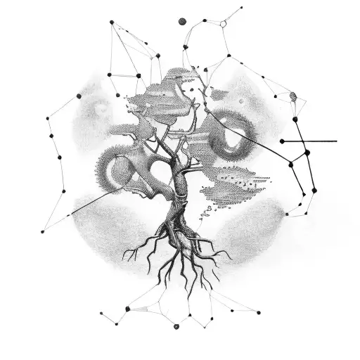 A Constellation Of Sagittarius Formed By Interconnected Branches Of A Tree Of Life