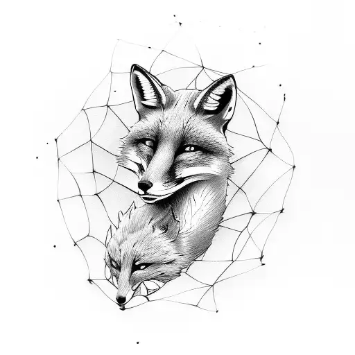 Fox Head On Spider Net