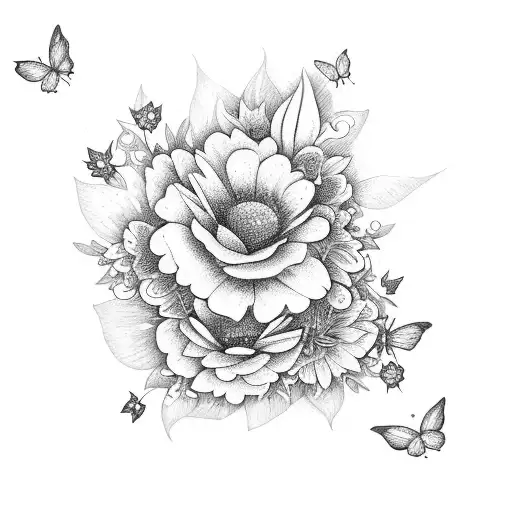 Flowers With Fairy And Butterflies