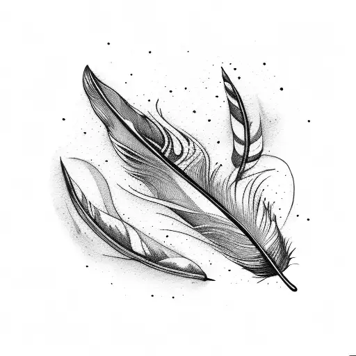 Feather With Birds Flying Out