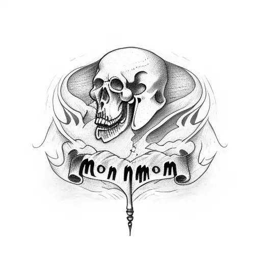 Grim Reaper Forearm With The Word Mom