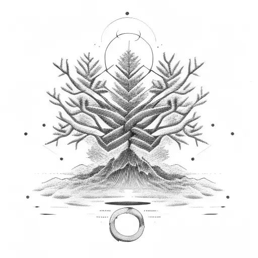 Psychology Symbol Intertwined With Pine Trees