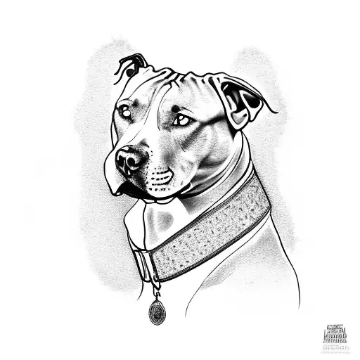 A Pitbull With A Collar Adorned With Musical Notes