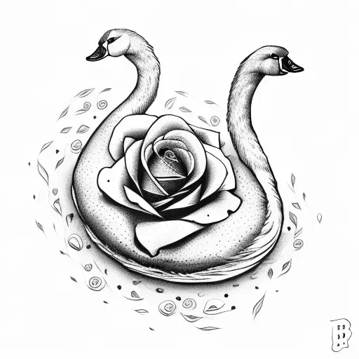 Swan With Red Rose