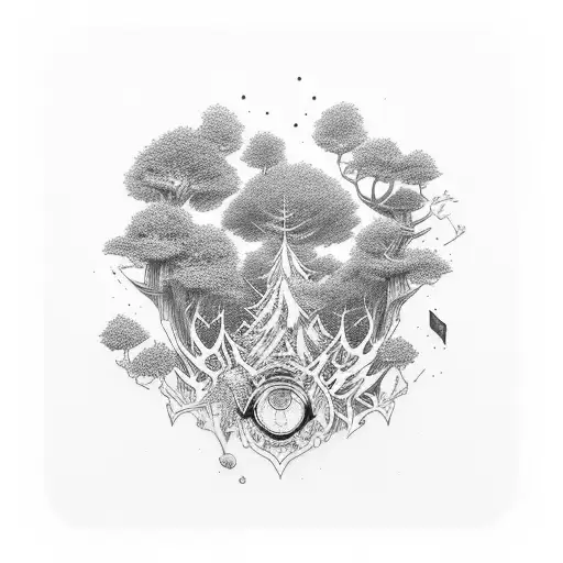 A Mystical Forest With Hidden Gaming Symbols And Anime References