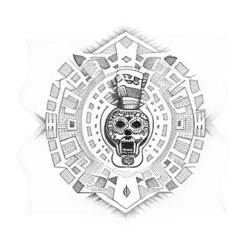 Mexican Flag With Aztec