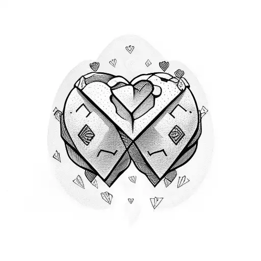 Mininalist Half Brain Half Heart 2D Split By A Line