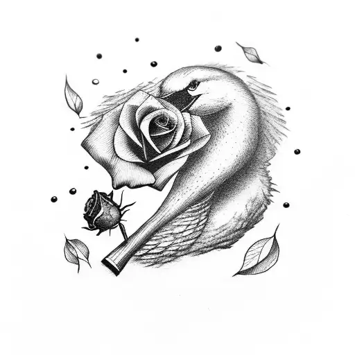 Swan With Red Rose