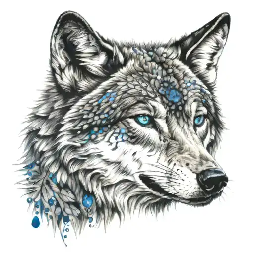 A Realistic Wolf With Blue Eyes