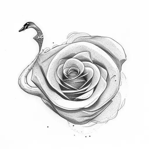 Swan With Red Rose