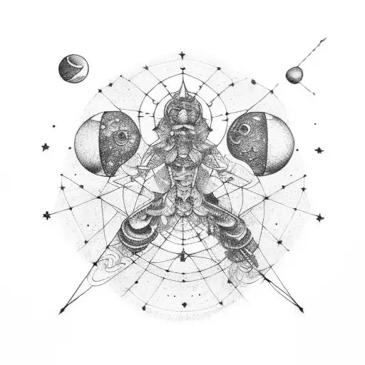 Simple Saturn With Cancer Constellation