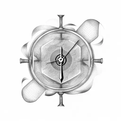 A Clock With A Sword Went Through It In The Middle From The Top