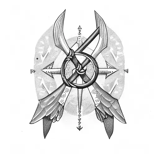 Cross With Wings Anchor And Arrow