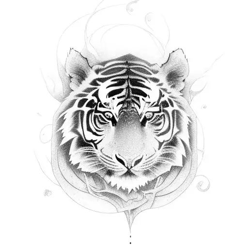 Tigre Con Rosas Y Cuervo Y Ojos De Itachi