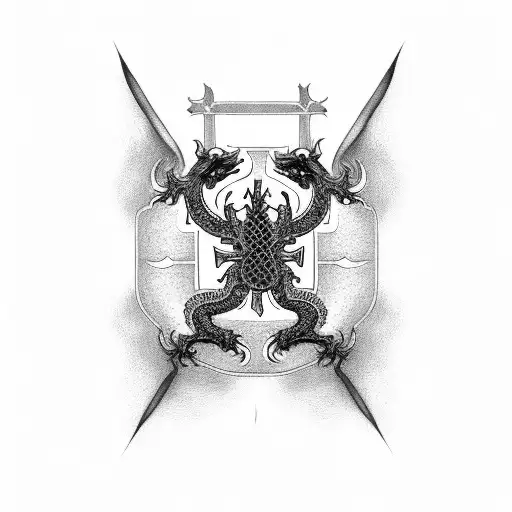 Portuguese Cross With Chinese Dragon Wrapped Around It