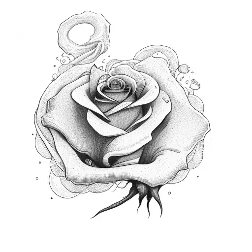 Roses Mixed With A Grim Reaper Holding Time