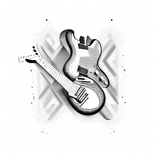 A Heartbeat Line Forming A Guitar