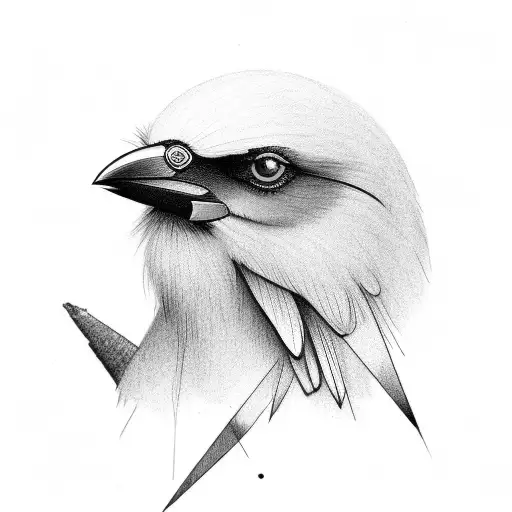 Minimal Crow Perched On A Key