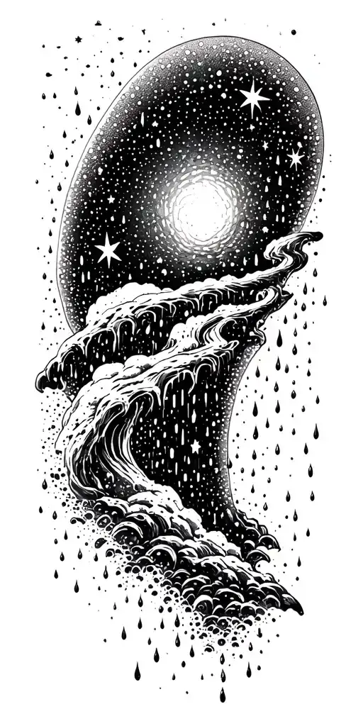 Parallel Universe With Rain And Stars Falling