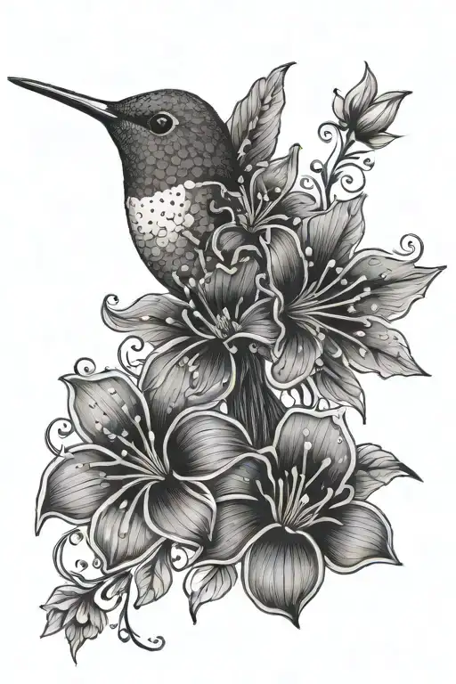 Hummingbird With Flower Vine Wrapping