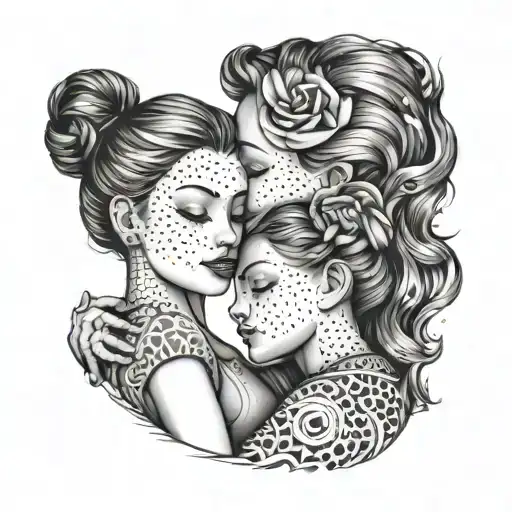 Tattoo Representing A Mother And Her Son And Daughter Who Love Each Other Very Much