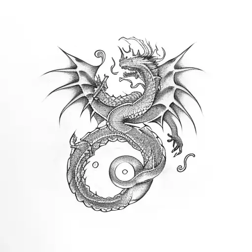 Minimalist Nordic Jormungandr Dragon Ouroboros