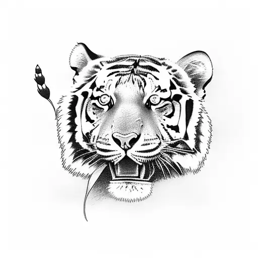 Tiger With Daffodils