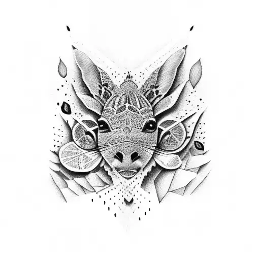 A Dotwork Design Of An Artist's Palette Adorned With Australian Native Wildlife