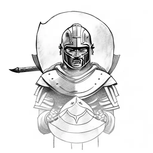 Spartan Guy With Helmet With A Spear And A Shield