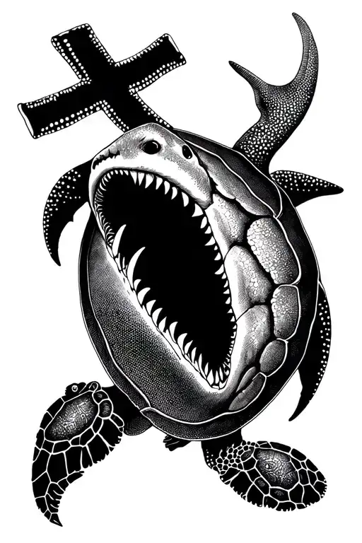 Shark And Ray And Tortle And Occitan Cross