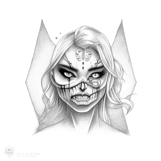 A Scary Girl Sitting On A Swing Near The Tree