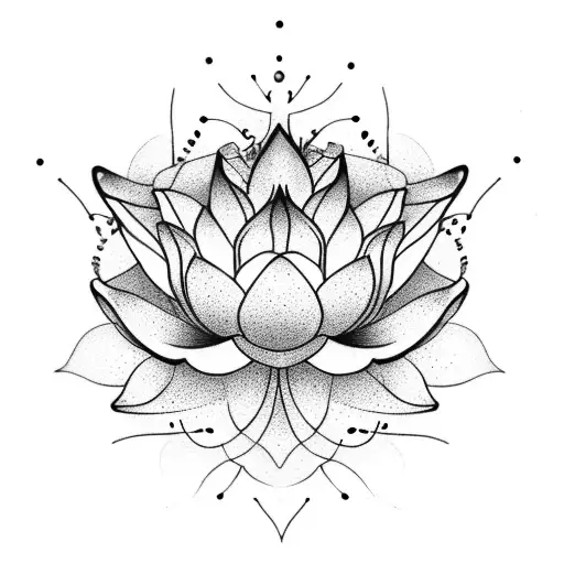 Thin Line Delicate Lotus Flower