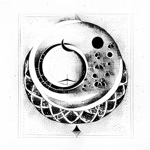 Hourglass With A Moon And Rows