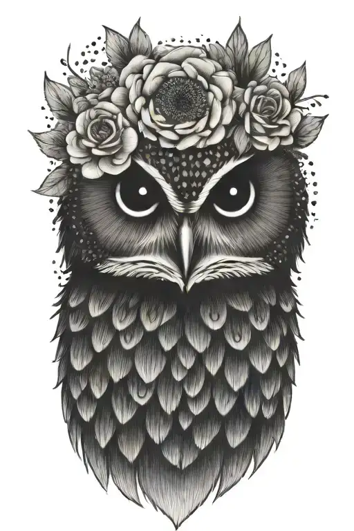 Delicate Owl Wearing Flower Crown