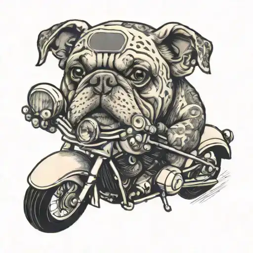 A Bulldog Wearing A Helmet Riding A Motorcycle With A Nature Background