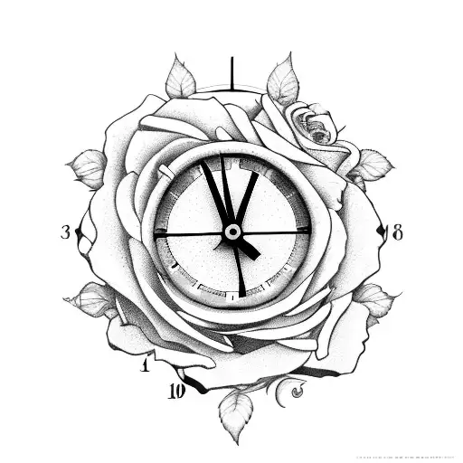A Clock Mechanism Made Of Roses And Crime-related Symbols
